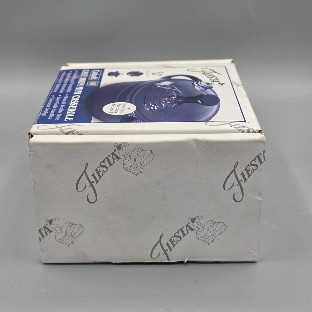 NEW Fiesta Mini Casserole 0.35 Qt Cobalt Blue Cast Iron Dutch Oven Cookware